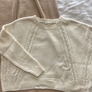 Splendid Cream Cable Knit Sweater